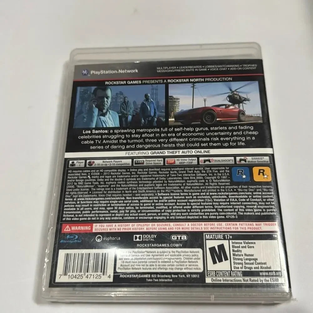 GTA Grand Theft Auto V 5 PS3 Sony PlayStation 3 with Manual and Map USED